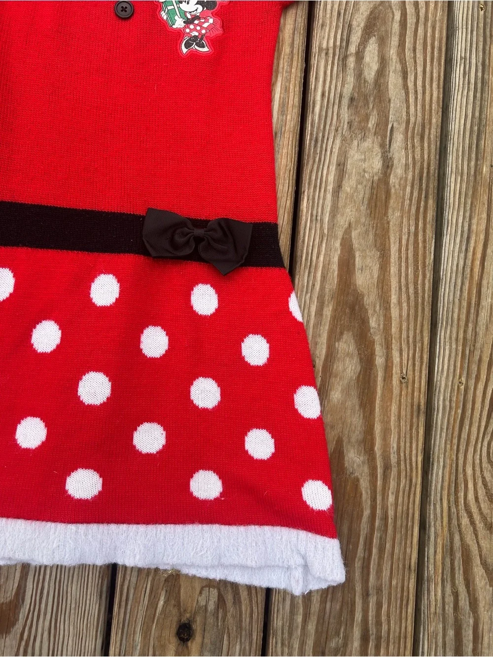 Girls 7/8 Medium Disney Minnie Mouse Polka Dot Sweater Dress HOLIDAY
